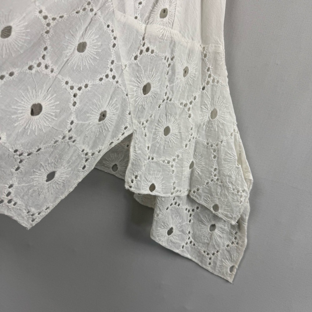 Platinum Tunic Top Womens Small Medium White Eyelet Embroidery Lagenlook NEW - Picture 4 of 12